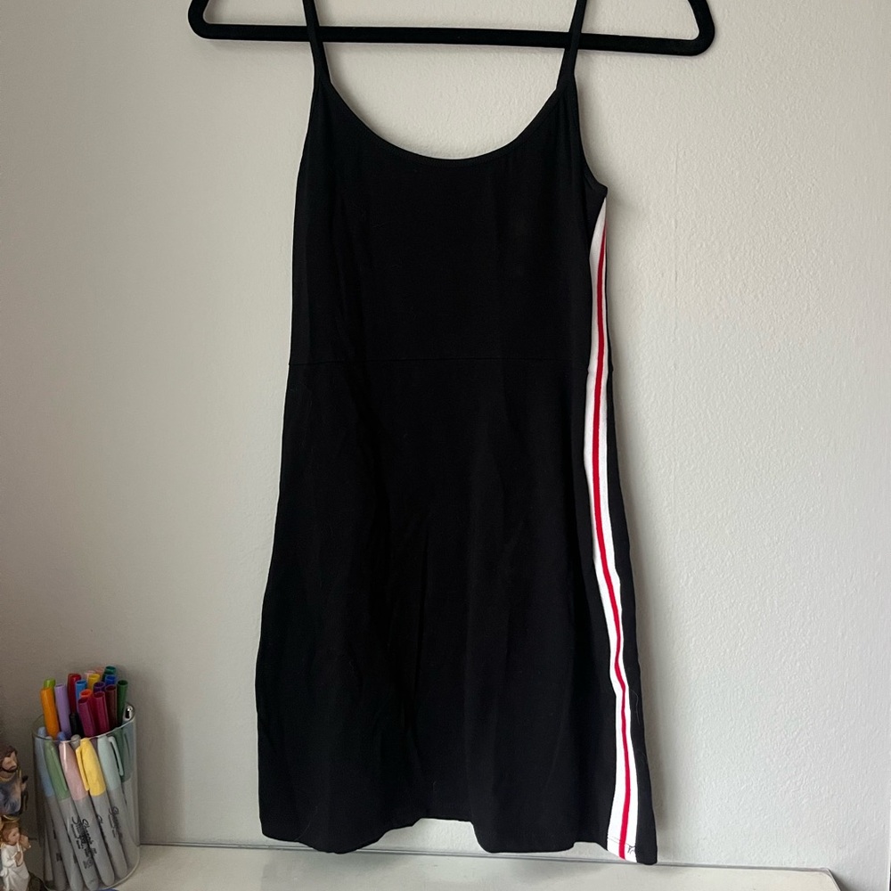 Brandy Melville Black Tank with Red and White Stripe